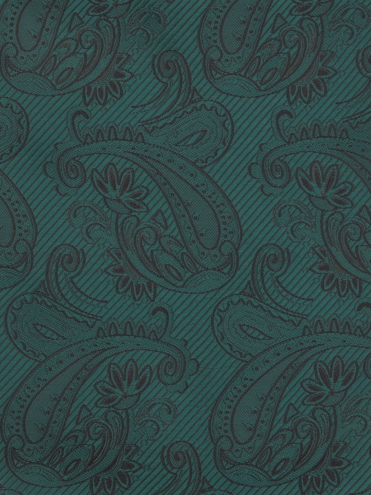 Forest Green Paisley Slim Tie Pocket Square And Lapel Pin Set - Image 4 of 4