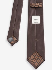 Braun - Krawatte und quadratisches Einstecktuch aus Satin im Set - Bild 2 von 4
