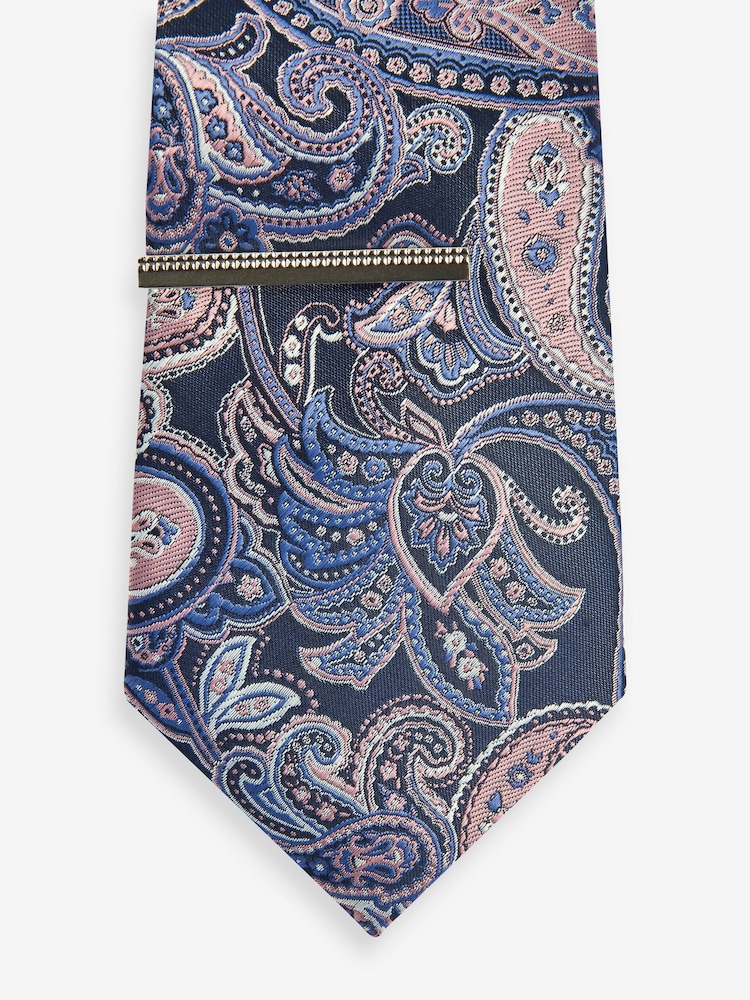 Azul marino/rosa cachemir - Design Tie And Clip - Imagen 2 de 3 Azul marino/rosa cachemir - Design Tie And Clip - Imagen 2 de 3