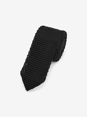 Black Slim Knitted Tie - Image 1 of 3