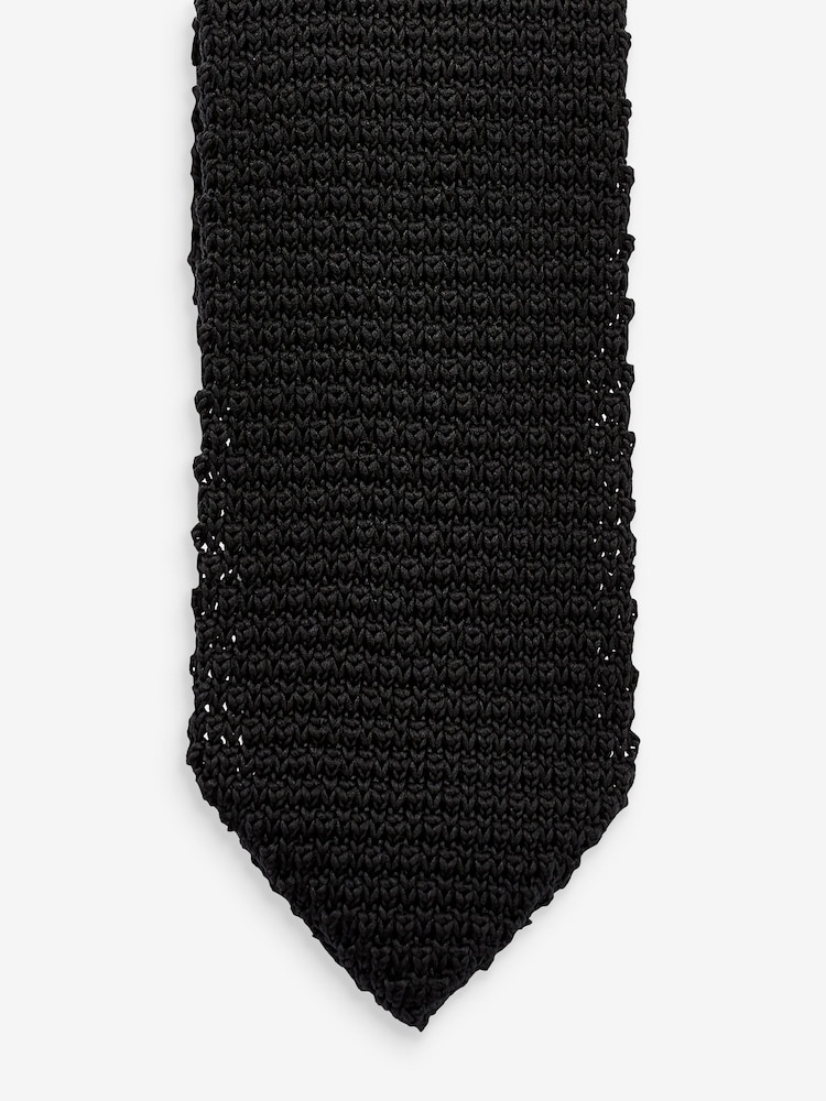 Black Slim Knitted Tie - Image 2 of 3