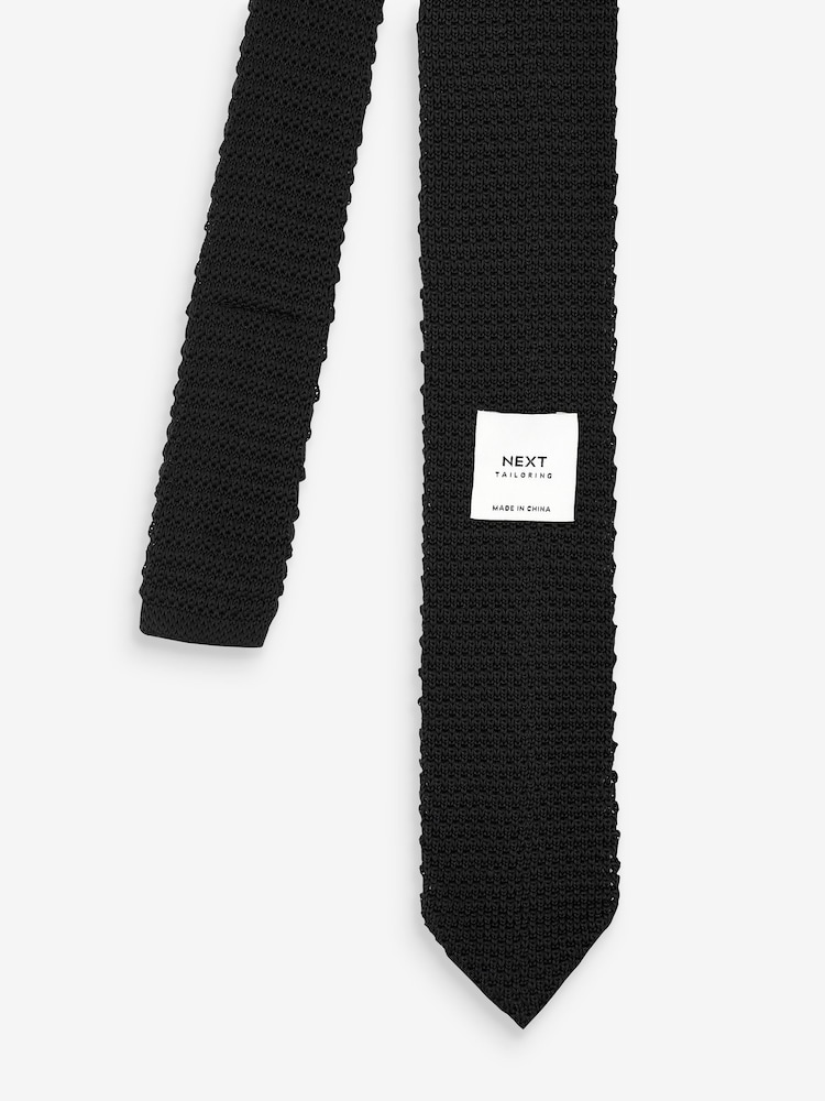 Black Slim Knitted Tie - Image 3 of 3
