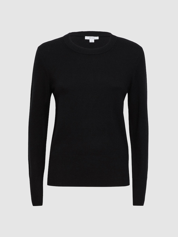 Reiss Black Addison Wool Blend Crew Neck Jumper - Image 2 of 5