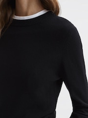 Reiss Black Addison Wool Blend Crew Neck Jumper - Image 3 of 5