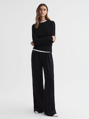 Reiss Black Addison Wool Blend Crew Neck Jumper - Image 4 of 5