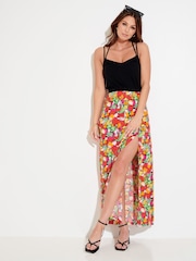 Pour Moi Red 100% Cotton Cross Back Strappy Jersey Woven Mix Maxi Dress - Image 1 of 5