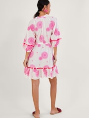 Monsoon White Tassel Embellished Medallion Print Kaftan Dress - Image 3 of 5