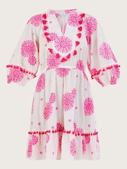 Monsoon White Tassel Embellished Medallion Print Kaftan Dress - Image 5 of 5