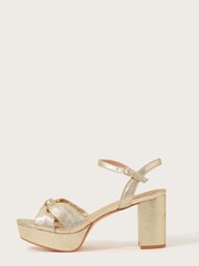 Monsoon Gold Metallic Twist Knot Platform Heels - Image 1 of 3