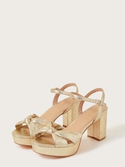 Monsoon Gold Metallic Twist Knot Platform Heels - Image 2 of 3