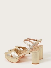 Monsoon Gold Metallic Twist Knot Platform Heels - Image 3 of 3