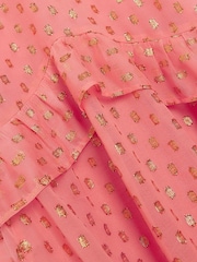 River Island Pink Metallic Spot Midi Dress - Image 6 of 6