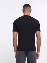 River Island Black Muscle Fit 100% Cotton T-Shirt - Image 2 of 4