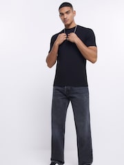 River Island Black Muscle Fit 100% Cotton T-Shirt - Image 3 of 4