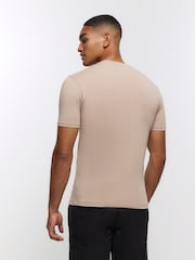 Naturalny szary kamienny - River Island Muscle Fit 100% Cotton T-Shirt - Image 2 of 6