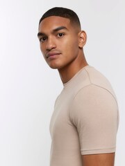 Naturalny szary kamienny - River Island Muscle Fit 100% Cotton T-Shirt - Image 4 of 6