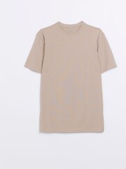Naturalny szary kamienny - River Island Muscle Fit 100% Cotton T-Shirt - Image 5 of 6