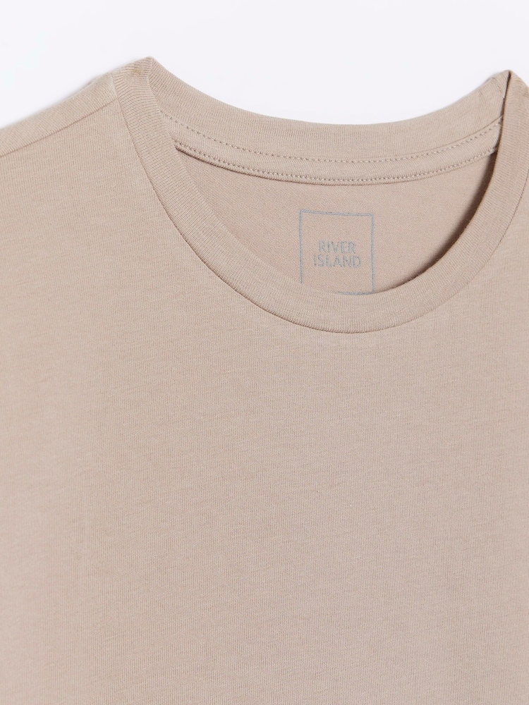 Naturalny szary kamienny - River Island Muscle Fit 100% Cotton T-Shirt - Image 6 of 6