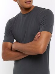 River Island Grey Muscle Fit 100% Cotton T-Shirt - Image 4 of 6