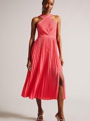 Розовое плиссированное платье с вязаным лифом Ted Baker Loueli - Image 1 of 5