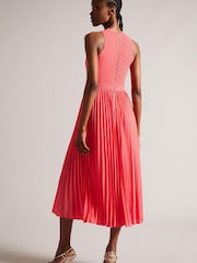 Розовое плиссированное платье с вязаным лифом Ted Baker Loueli - Image 2 of 5