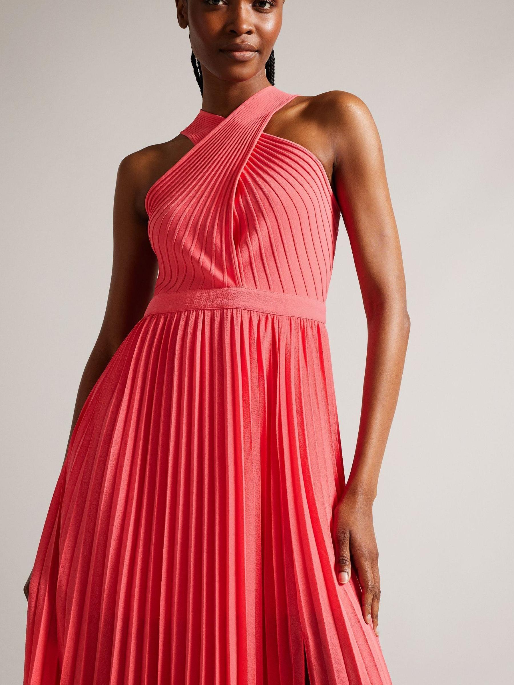 Buy Ted Baker Pink Loueli Cross Front Pleated Dress With