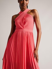 Розовое плиссированное платье с вязаным лифом Ted Baker Loueli - Image 3 of 5