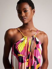 Ted Baker Pink Ikella Strappy Linen Maxi Dress With Pleat Detail - Image 3 of 5