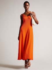 Ted Baker Orange Marrlyy Rib Knit Maxi Dress - Image 1 of 5