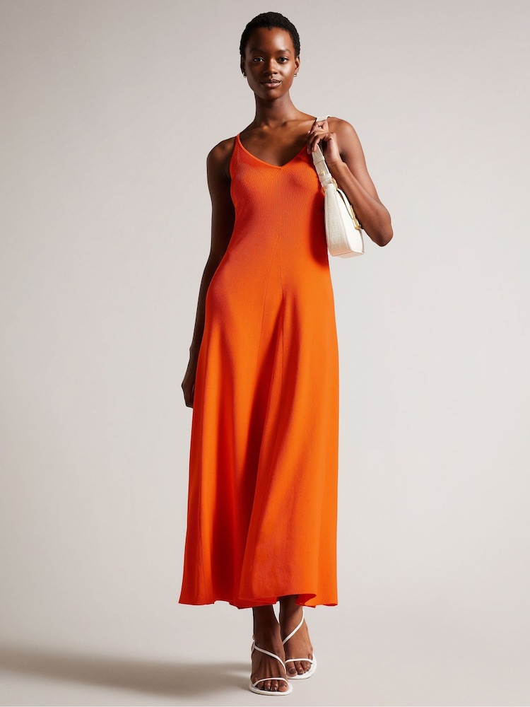 Ted Baker Orange Marrlyy Rib Knit Maxi Dress - Image 1 of 5