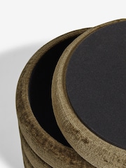Plush Chenille Moss Green Ribbed Storage Stool - Image 3 of 7