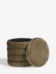 Plush Chenille Moss Green Ribbed Storage Stool - Image 6 of 7