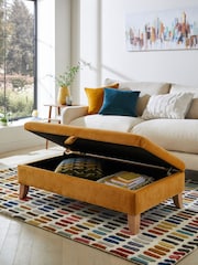 Fine Chenille Ochre Yellow Albury Large Footstool - Image 2 of 7