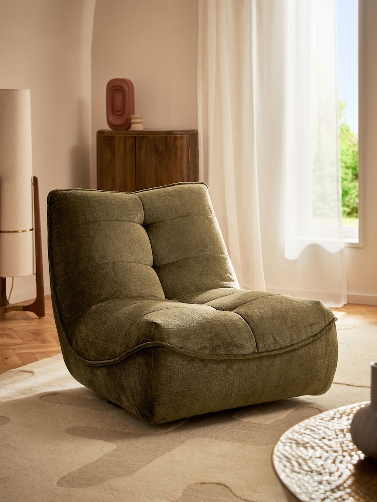 Plush Chenille Moss Green Lucca Swivel Pillow Accent Chair - Image 1 of 9