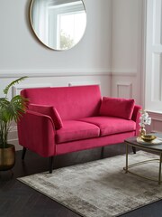 Soft Velvet Fuschia Pink Mila Compact 2 Seater Sofa In A Box - Image 1 of 6