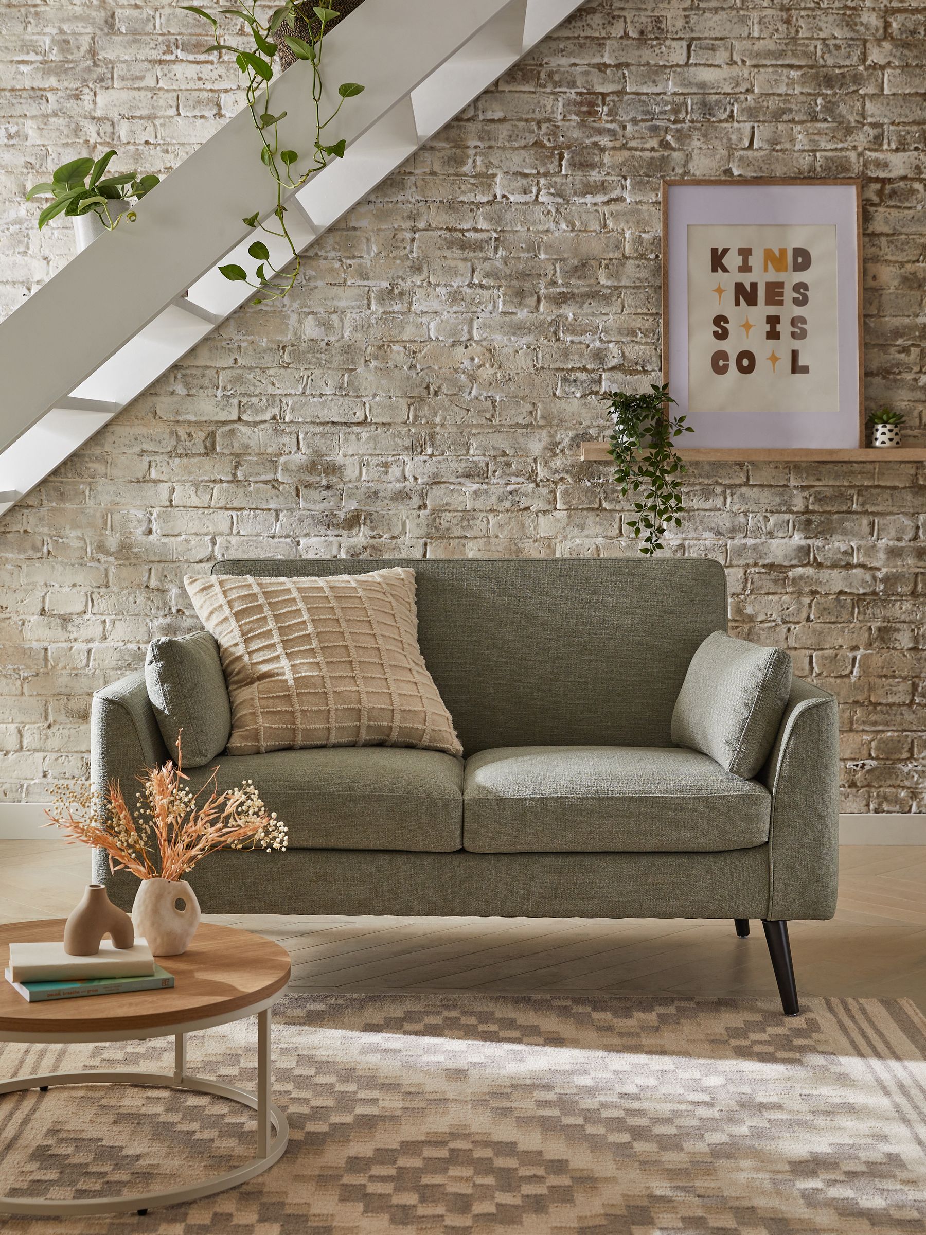 Buy Soft Linen Look Sage Green Mila Compact 2 Seater Sofa In A Box from the Next UK online shop