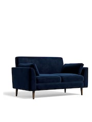 Soft Velvet Navy Blue Mila Compact 2 Seater Sofa In A Box - Image 3 of 9