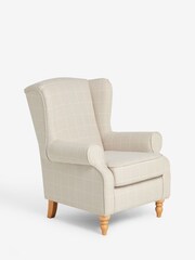 Tweedy Check Lawson Light Natural Sherlock Highback Armchair - Image 3 of 9