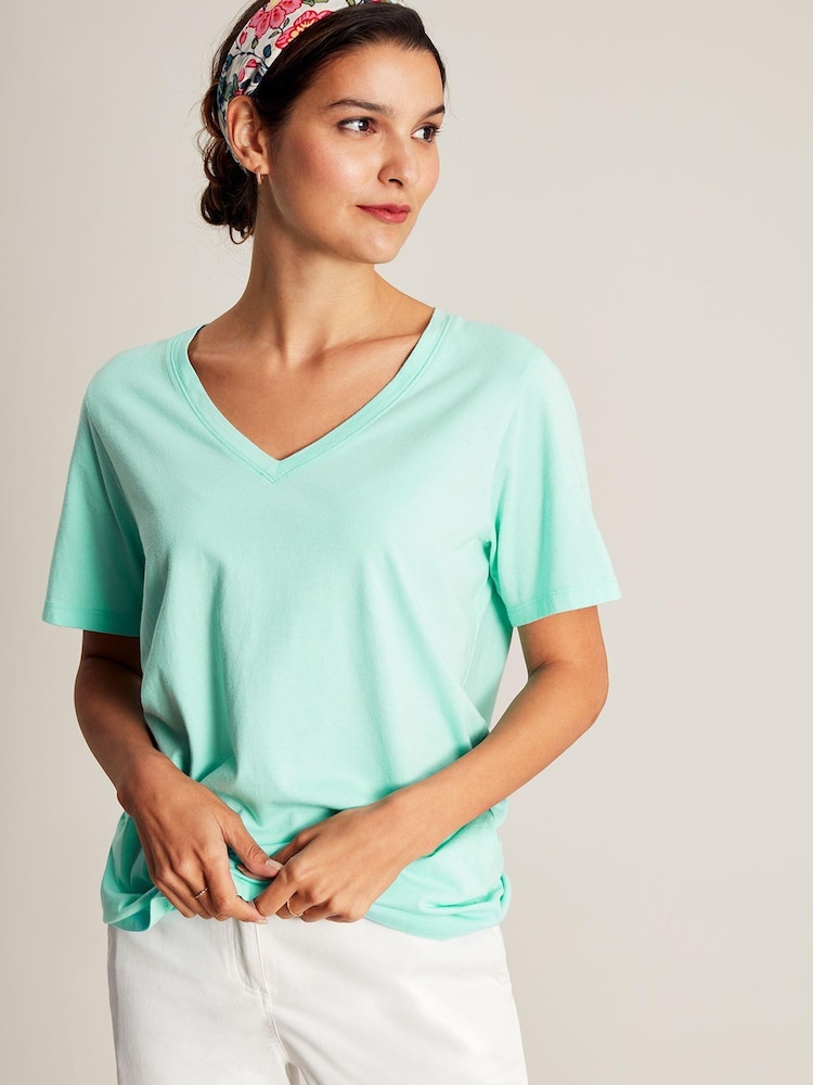 Joules Emily Blue V Neck T-shirt - Image 1 of 5