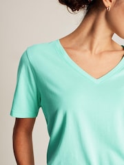 Joules Emily Blue V Neck T-shirt - Image 4 of 5