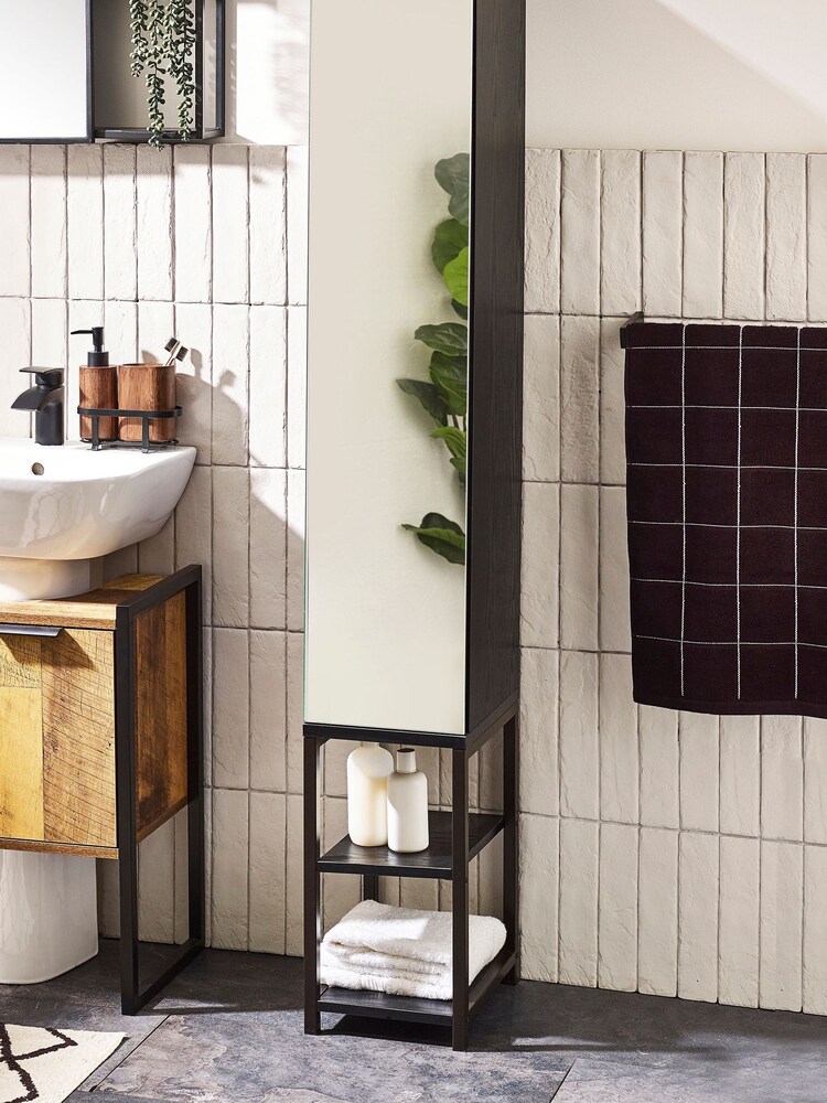 Black Mirrored Slimline Tall Storage Unit - Image 1 of 7