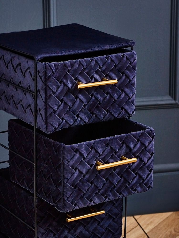Navy Blue Velvet Storage Drawers - Image 2 of 4