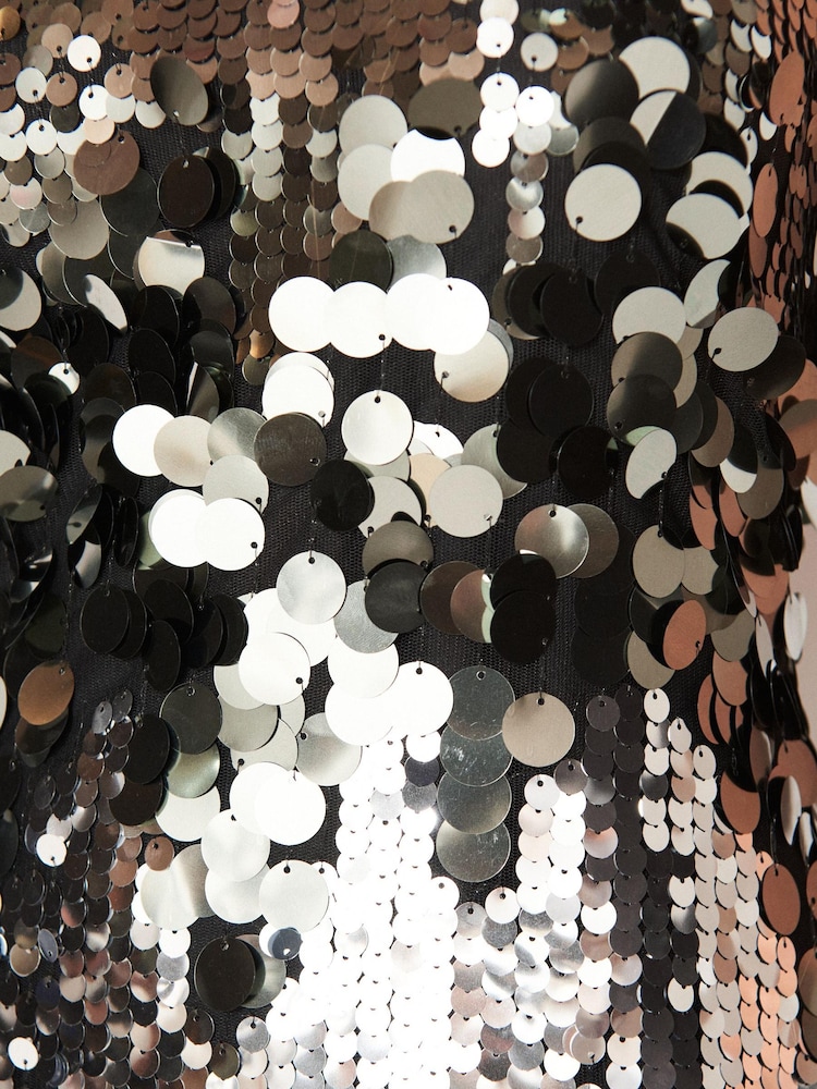 Grey Bandeau Sequin Mini Dress - Image 4 of 4