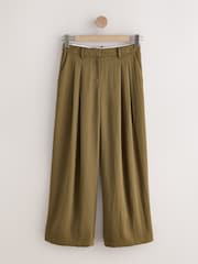 Khaki Green Crinkle Palazzo Trousers - Image 1 of 3
