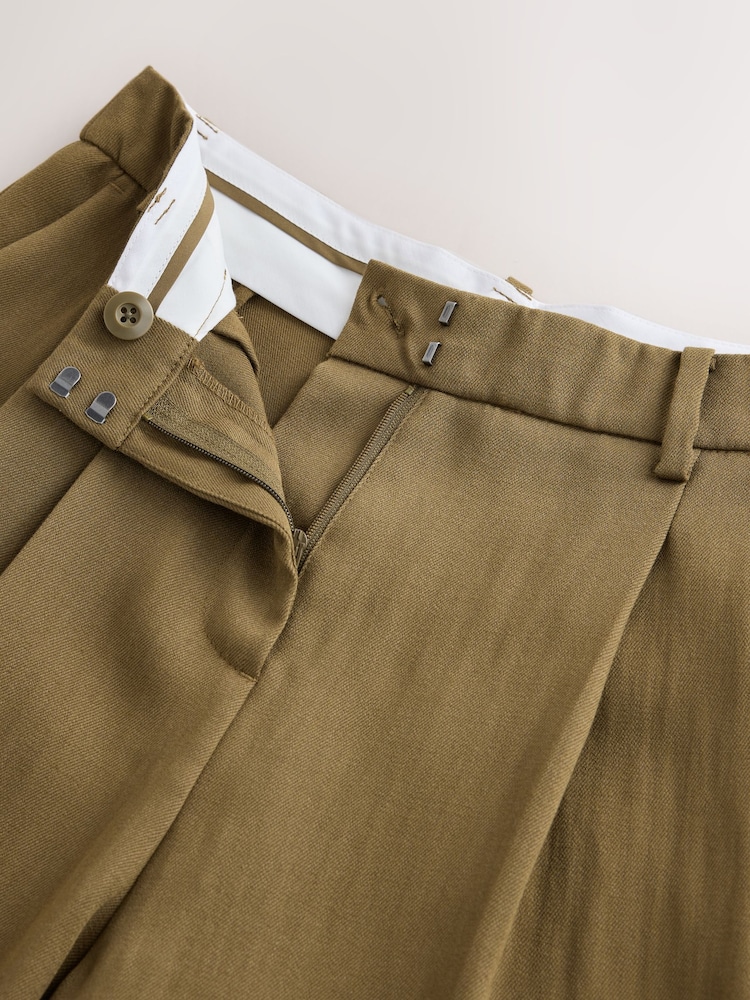 Khaki Green Crinkle Palazzo Trousers - Image 2 of 3 Khaki Green Crinkle Palazzo Trousers - Image 2 of 3