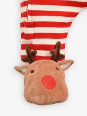 JoJo Maman Bébé Red Personalised Reindeer Appliqué Sleepsuit - Image 5 of 6
