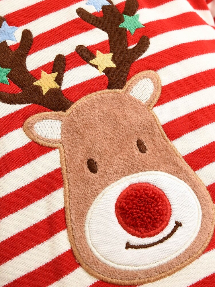 JoJo Maman Bébé Red Personalised Reindeer Appliqué Sleepsuit - Image 6 of 6