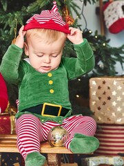 JoJo Maman Bébé Red Personalised 2-Piece Baby Elf Outfit Set - Image 5 of 6