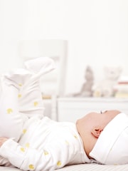 JoJo Maman Bébé Yellow Duck Personalised Embroidered Cotton Baby Sleepsuit - Image 3 of 4