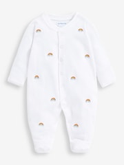 JoJo Maman Bébé Rainbow Personalised Embroidered Cotton Baby Sleepsuit - Image 4 of 5